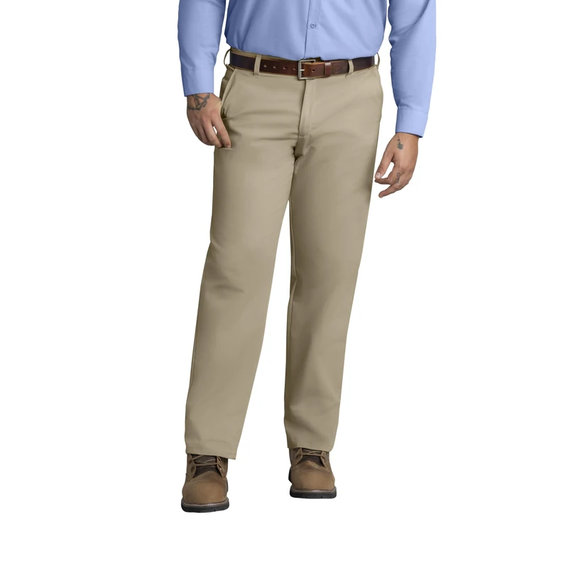 Red Kap Men's Stain Resistant, Flat Front Work Pants, Khaki, 38W x 32L