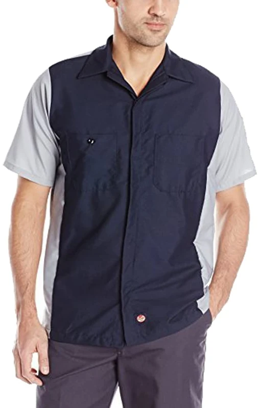 Red Kap Men's Ripstop Crew Shirt, Short Sleeve T, Navy, Medium