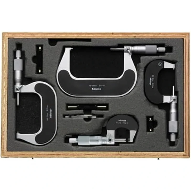 Mitutoyo 102-911-40 Series 102 Constant Force Outside Micrometre, 0 mm-100 mm Range, 0.01 mm Graduation