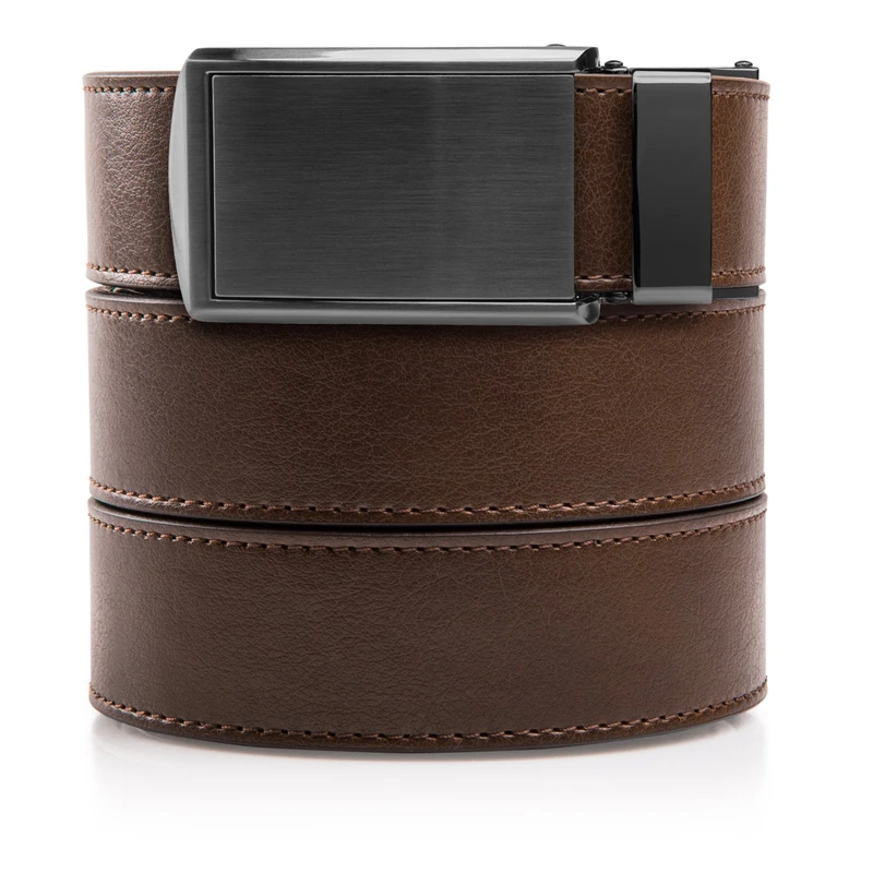 SlideBelts Mens Leather Animal Friendly No Holes Belt Buckle Mocha Brown