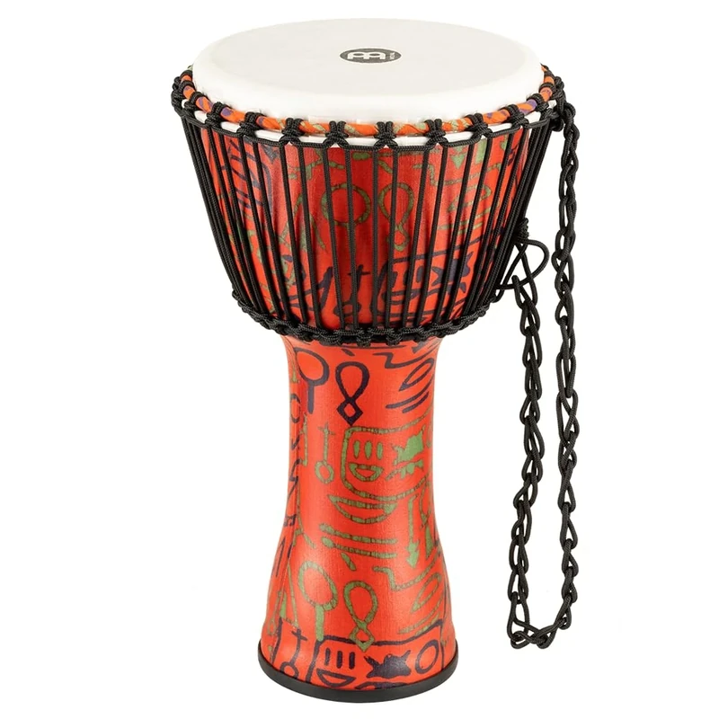 Meinl Percussion Rope Travel Djembe - Medium Sized Handdrum - With Nylon Ropes - Diameter 10 Inches - Plastic, Multicoloured (PADJ1-M-F)