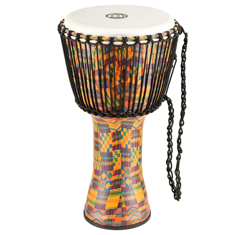Meinl Percussion Rope Travel Djembe - Large Handdrum - With Nylon Ropes - Diameter 12 Inches - Plastic, Multicoloured (PADJ2-L-F)