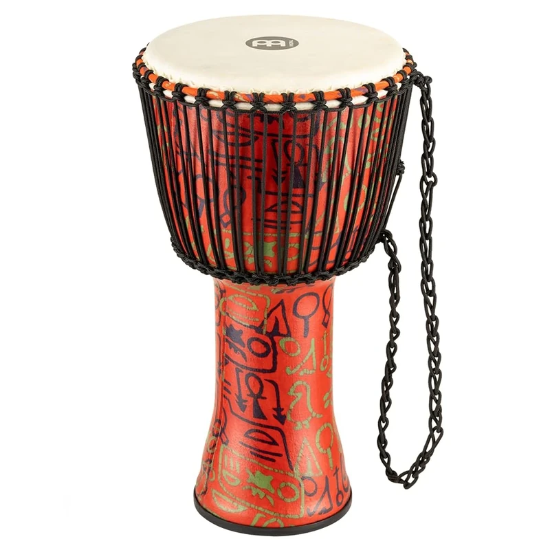 Meinl Percussion Rope Travel Djembe - Large Handdrum - With Goat Head - Diameter 12 Inches - Plastic, Multicoloured (PADJ1-L-G)