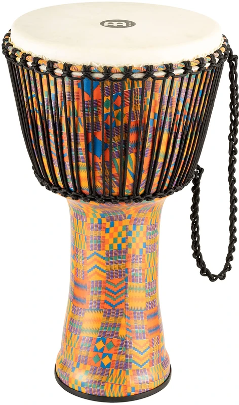Meinl Percussion Rope Travel Djembe - Very Large Handdrum - With Goat Head - Diameter 14 Inches - Plastic, Multicoloured (PADJ2-XL-G)