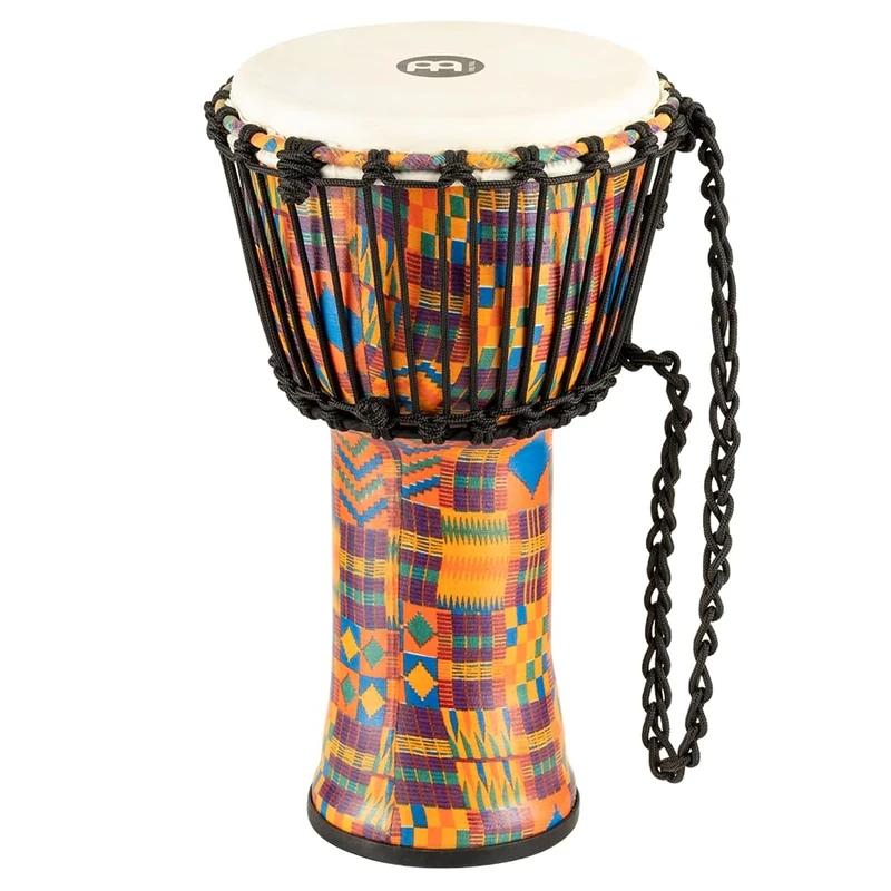 Meinl Percussion Rope Travel Djembe - Small Handdrum - With Goat Head - Diameter 8 Inches - Plastic, Multicoloured (PADJ2-S-G)