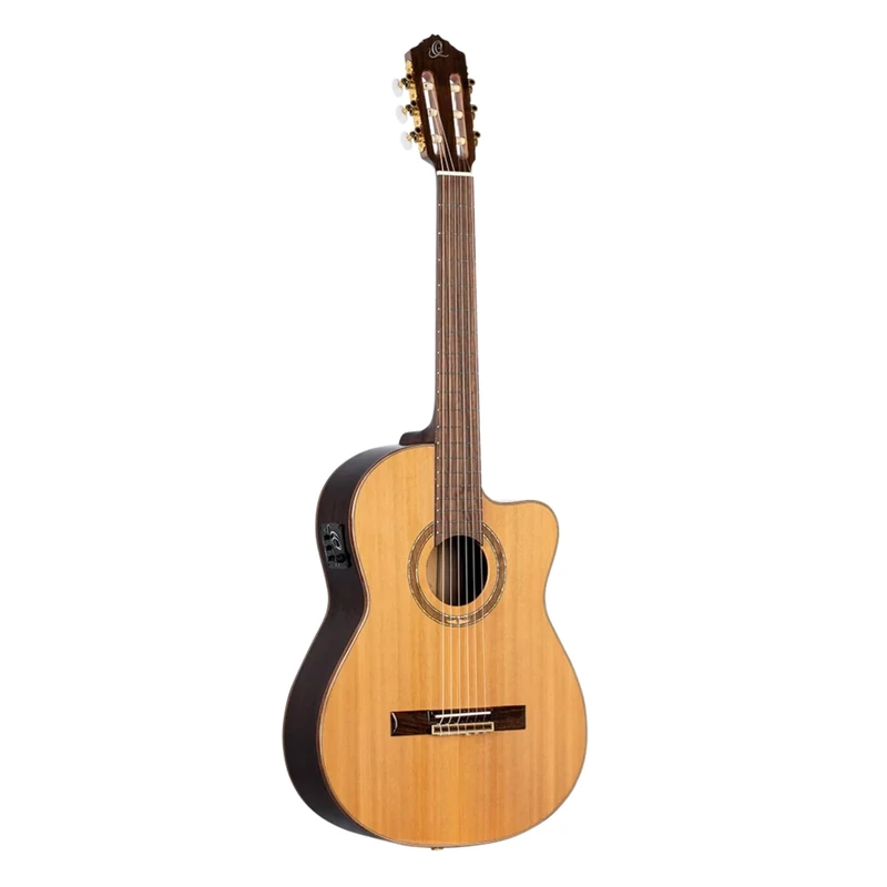 Ortega Guitars Classical Guitar Electro-Acoustic – 4/4, Slim Neck – Performer Series – Including Gig Bag – Solid Cedar / Walnut, Gloss Natural (RCE159SN)