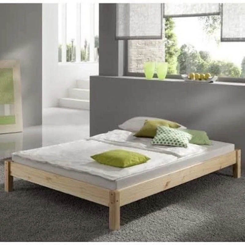 STRICTLY BEDS&BUNKS Avon Pine Studio Bed Frame including Sprung Mattress (20cm), 4ft Double