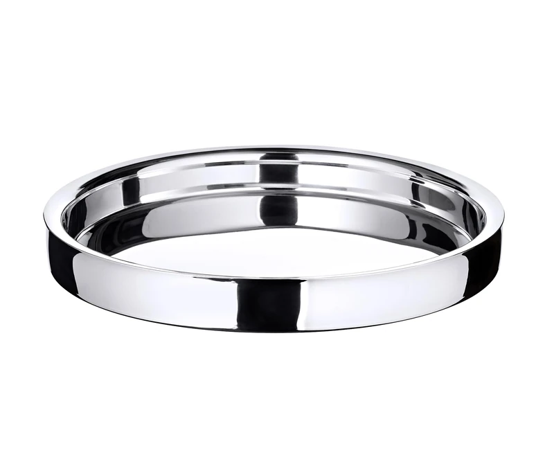 EDZARD Alaska Stainless Steel Serving Tray, Round, Diameter 32 cm, Silver Tones