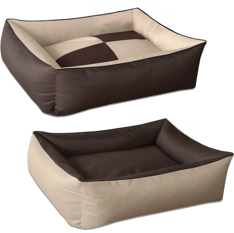 BedDog® 2in1 Max Quattro Beige/Brown L, 80 x 65 cm, Dog Bed L up to XXXL, 8 Colours, Cushion, Sofa, Dog Basket