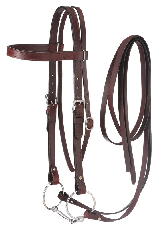 Tough 1 Western Leather Browband Draft Bridle, Dark Oil - Image 1