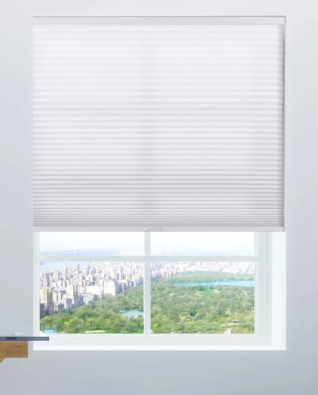 Calyx Interiors Cordless Honeycomb 9/16-Inch Cellular Shade, 34-Inch Width by 60-Inch Height, Light Filtering White