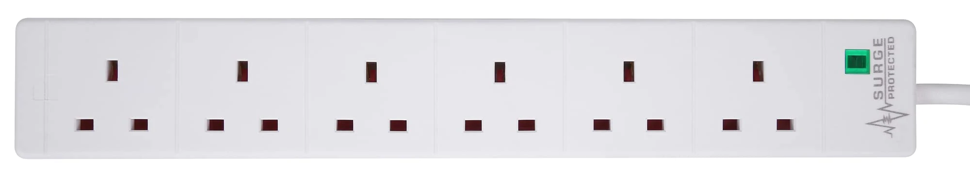 PRO ELEC PELB1703 6 Gang Extension Lead with Surge Protection White, 5m