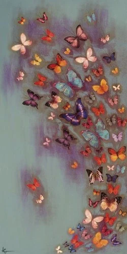 Pyramid International Lily Greenwood Mottled Aubergine Canvas, Multi-Colour, 50 x 100 cm