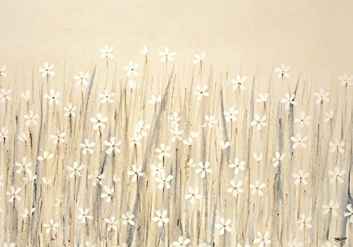 Simon Fairless "Field Of Starry White Flowers Canvas Print, Multi-Colour, 60 x 80 cm