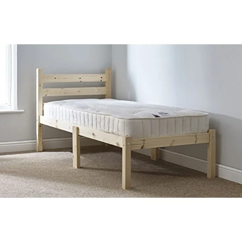 Strictly Beds and Bunks Limited - Pine Bed Frame with Spring Mattress, 3ft Single
