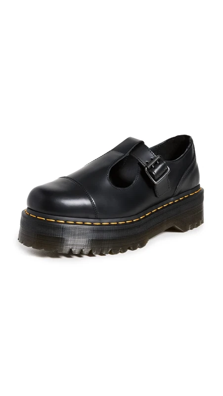 Dr. Martens Bethan T-Bar Black Polished Smooth - UK 5 US 7