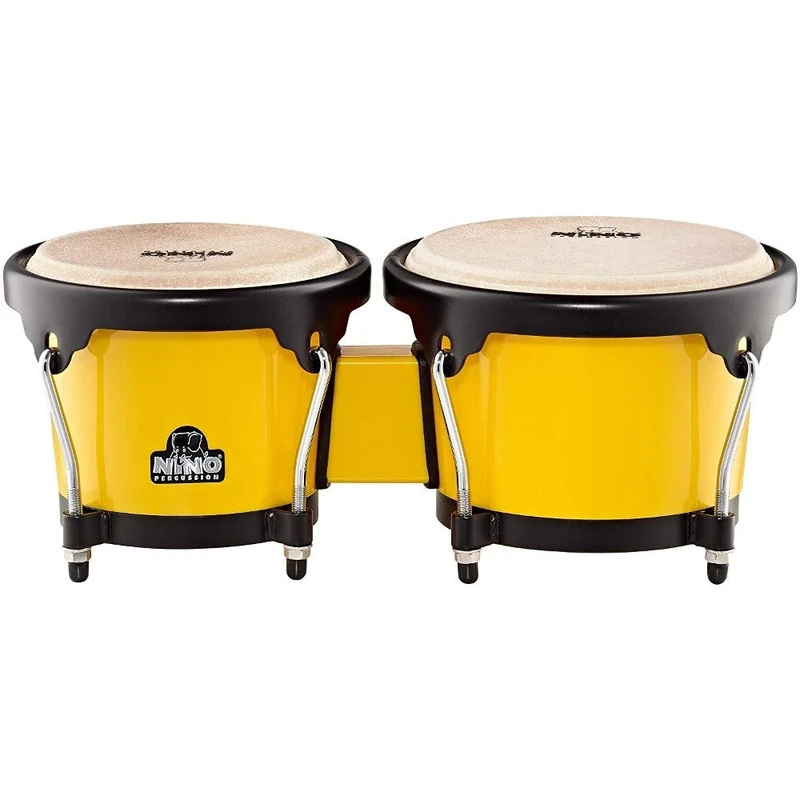 Nino Percussion Molded Bongo Plus - Musical Instrument for Children from 5 Years - 2 Hand Drums - ABS Plastic, Yellow (NINO17Y-BK)