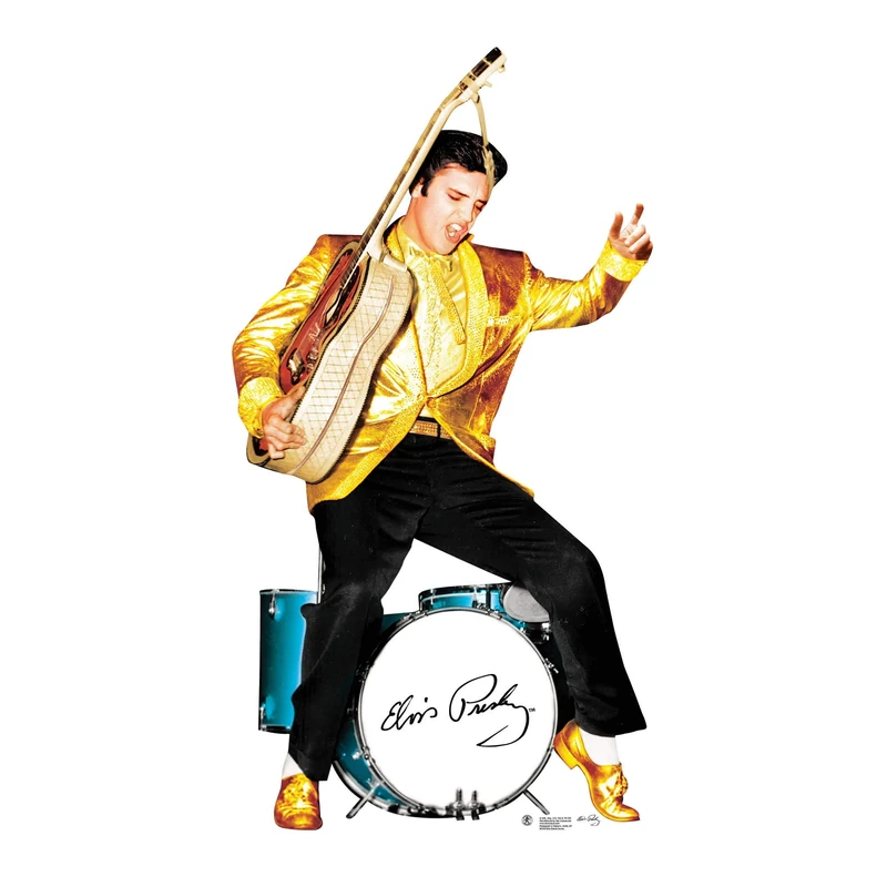 Star Cutouts SC578 Elvis Presley Signature Gold Drums Lifesize Cardboard Cutout – Collector Display for Elvis Presley Gifts & Music Décor
