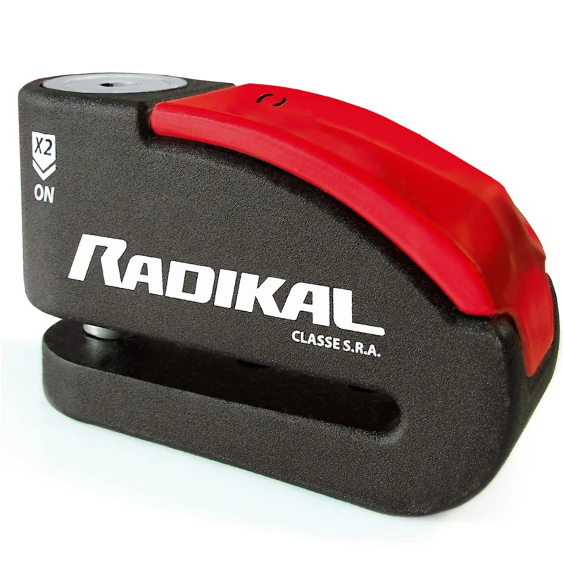 RADIKAL RK15 Premium Motorcycle Disc Lock with Alarm | Optional Activation, 120 dB, LED Alert, Warning Pre-Alarm | SRA Approved Anti-Theft Brake Disc Lock, Double Locking 14 mm Hardened Steel