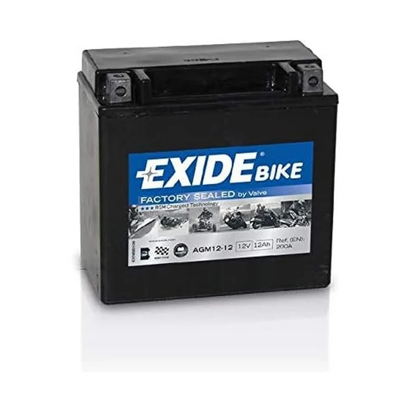 Exide AGM12-12 AGM-Ready Motorcycle Starter Battery 12 V 12 Ah 200 A
