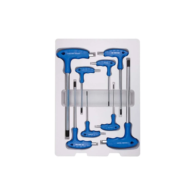 KING TONY 22208MR L- Type Alloy Steel Wrench Set, Hex Head, H2 - H10 Size, 8 Piece