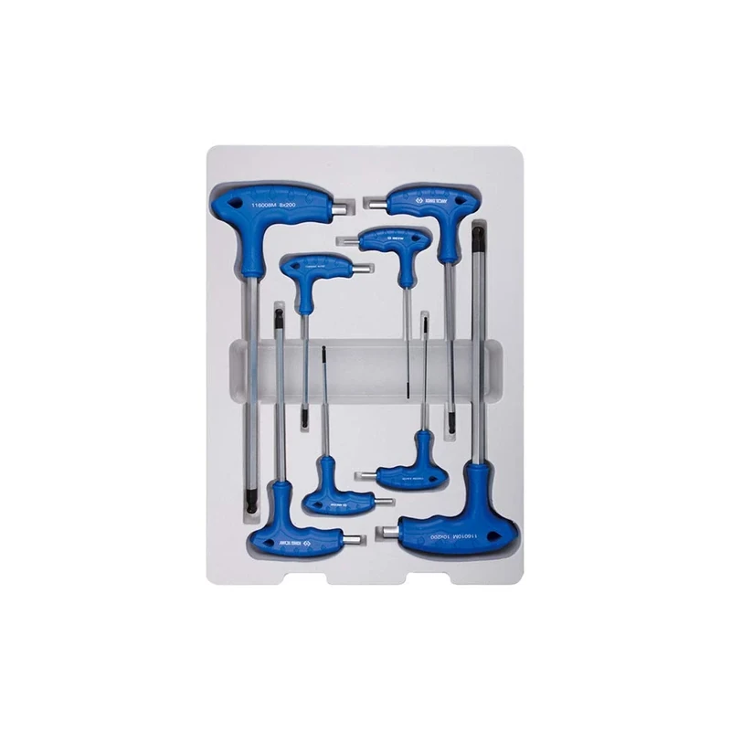 king tony 22108MR Thermoformed 6-Sided Hex Key with T-Handle Metric L Spherical Head Set of 8