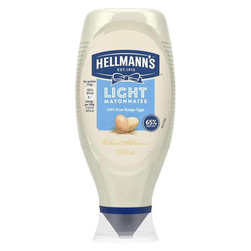 Hellmann's Light Mayonnaise Condiment Squeeze Bottle for Burgers, Sandwiches and Salads 750 ml