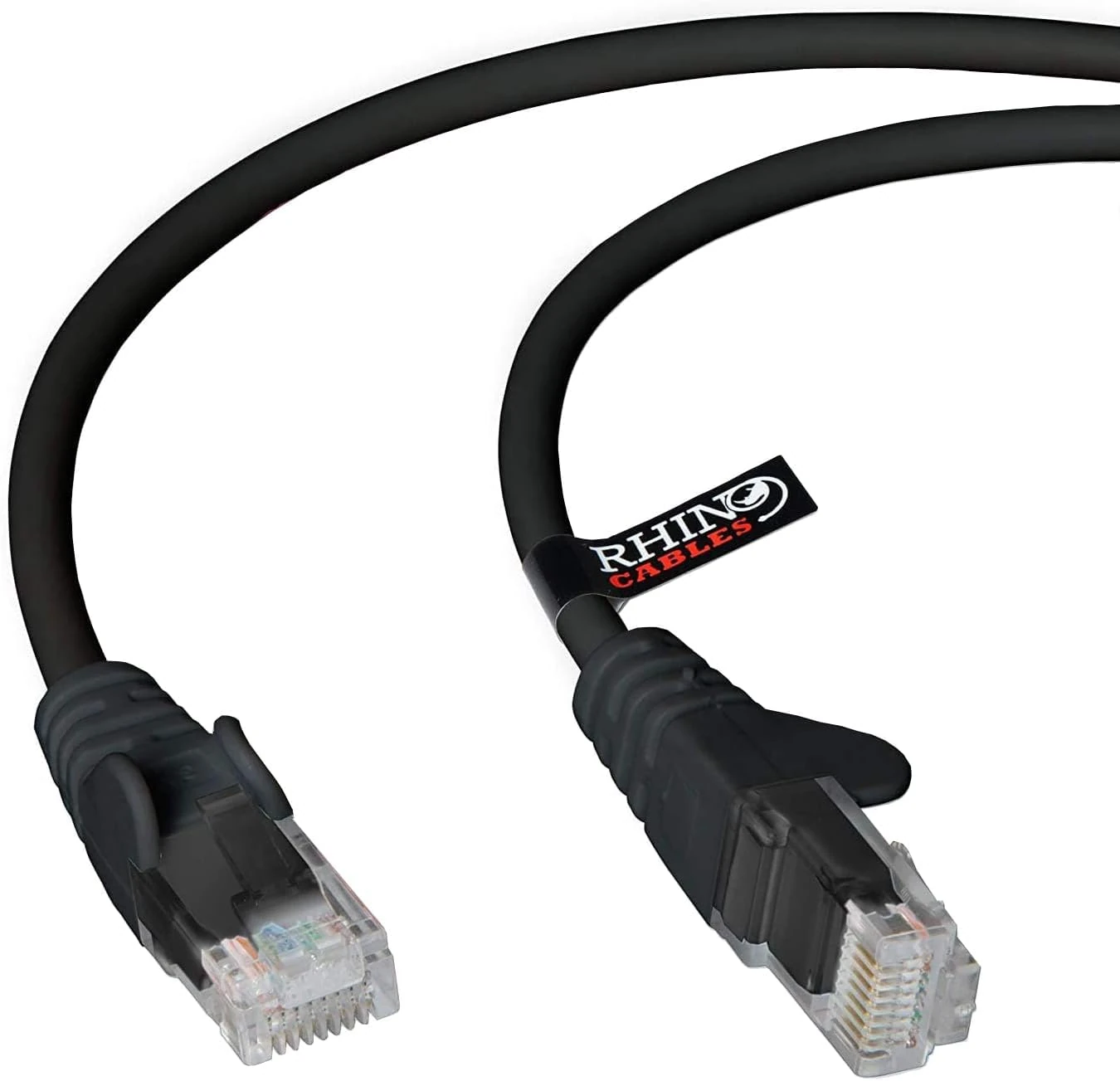 rhinocables CAT 5e High-Speed Ethernet Cable - Reliable LAN Network RJ45 Cable for Fast Internet & Data Transfer | Durable WiFi Broadband Cable for Gaming & Streaming, (25cm, Black, Pack of 1)
