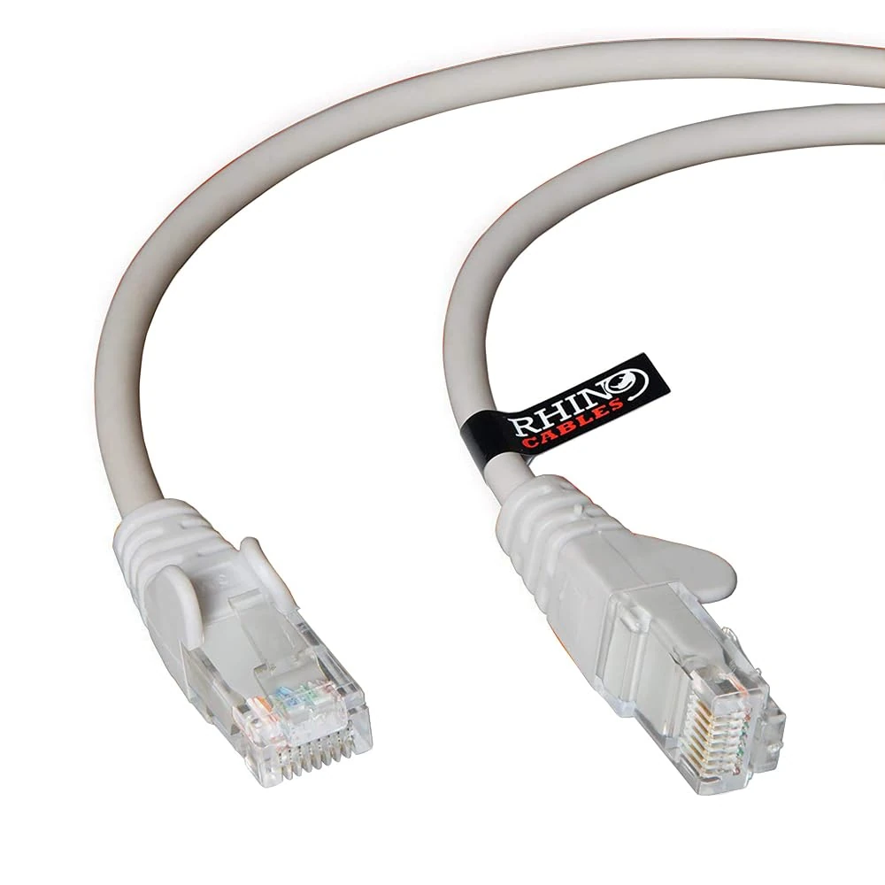 rhinocables CAT 5e High-Speed Ethernet Cable - Reliable LAN Network RJ45 Cable for Fast Internet & Data Transfer | Durable WiFi Broadband Cable for Gaming & Streaming, (25cm, Grey, Pack of 1)