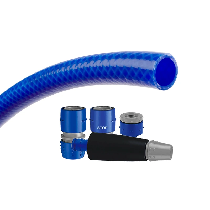 TATAY Blue Line 3/4" gardening hose set in a 25 m roll, reinforced, cadmium and BpA free, and equipped with a complete watering set, soft-touch and with anti-UV properties. Regular use