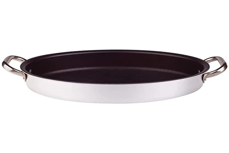 Pentole Agnelli Professional Aluminium Anti - Adherent Oval Fish Pan 3 Mm. With 2 Handles, Diameter 34 Cm.
