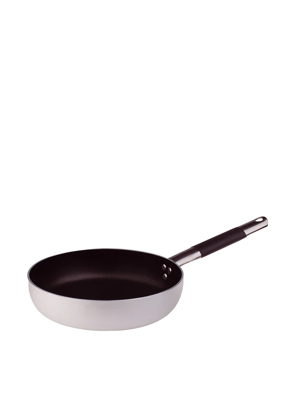 Pentole Agnelli ALSC111SC24 Aluminium Teflon 3-5 Mm. Straight Frying Pan with A Tubular Handle in Cool Steel, Diameter 24 Cm, Silver