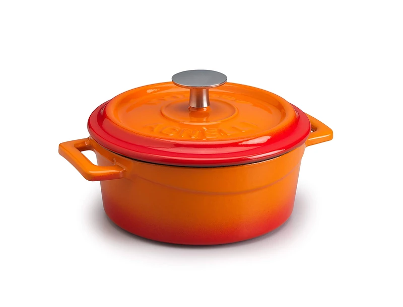Pentole Agnelli COGHSRP10420O Slowcook Casserole with Handles and Lid, Cast Iron, Orange, 2.6 L