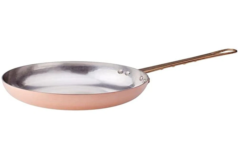 Pentole Agnelli ALCM111M36 Hand Tinned Hammered Copper Frying Pan With Brass Handle, Diameter 36 cm