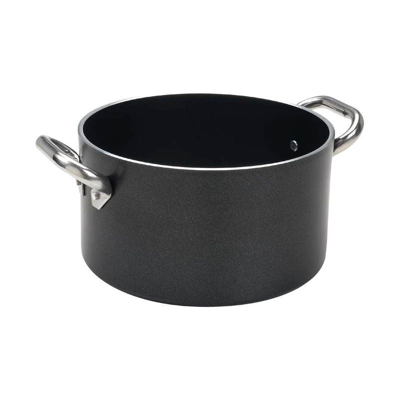 Pentole Agnelli Aluminium Black Crist Deep Saucepot with 2 Handles, 3.49 Litre