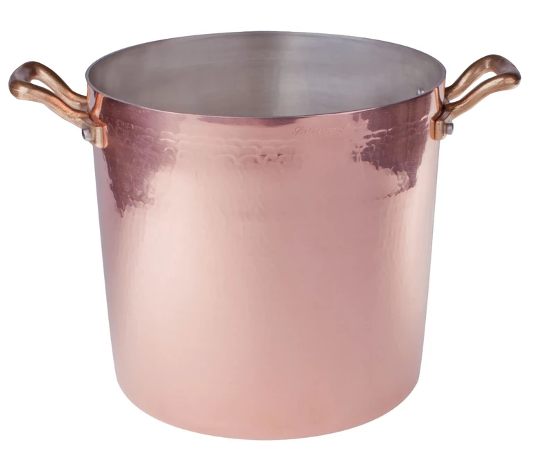 Pentole Agnelli ALCM103M24 High Tinned Copper Pot, with 2 Brass Handles, 24 cm