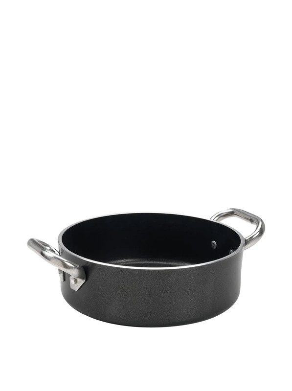 Pentole Agnelli ALSA2106SS32 Alsa Aluminium Black Crist Casserole Pot with 2 Handles, 8.4 Litre, Steel