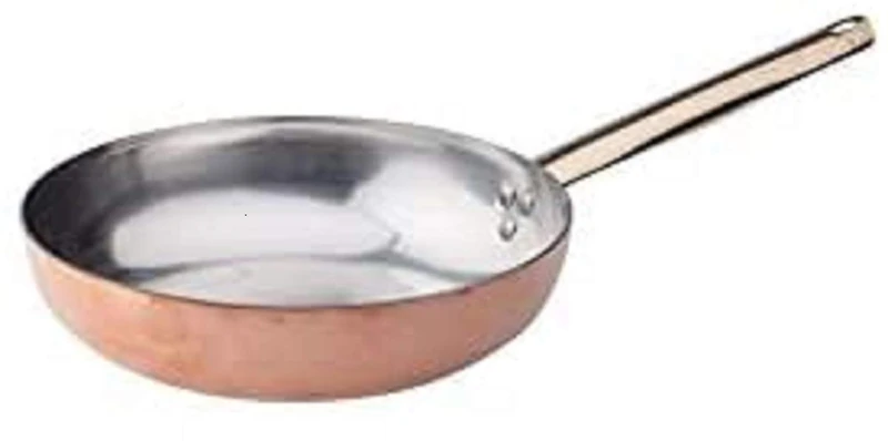 Pentole Agnelli ALCU111B20 Smooth Copper Tin Plated Hand Frying Pan with Tubular Handle, 20 cm