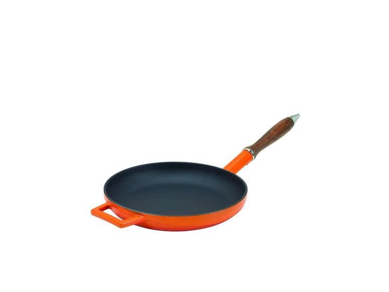 Pentole Agnelli Cast Iron Frying Pan With Wooden Handle, Diameter 24 Cm.
