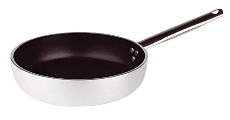 Pentole Agnelli Aluminium Anti - Adherent Professional Straight Frying Pan 5 Mm. Thick With Tubular Steel Handle, Diameter 36 Cm.