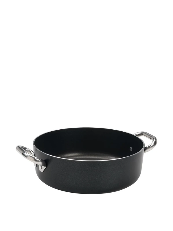 Pentole Agnelli Aluminium Black 3 Mm. Crystal Casserole Pot with 2 Handles, Diameter 32 Cm.