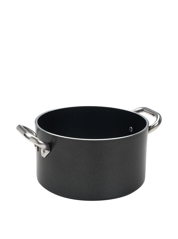 Pentole Agnelli ALSA2104SS36 Alblack B Cm36 Aluminium Black Crist Deep Saucepot with 2 Handles, 19.03 Litre, Stainless Steel
