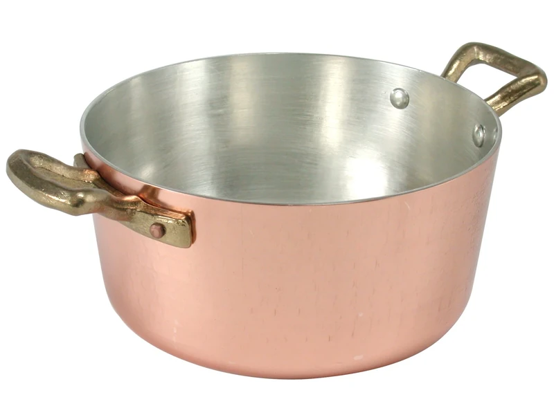 Pentole Agnelli ALCM104M20, High Copper Saucepan with 2 Brass Handles, Hand-Hammered Tinned Copper 2mm, diameter 20 cm