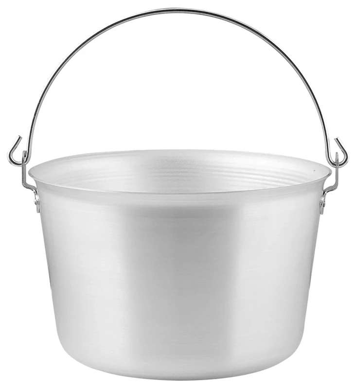 Pentole Agnelli Professional Aluminium 3 Mm. Polenta Pot with Bow Handle, Diameter 38 Cm, Silver