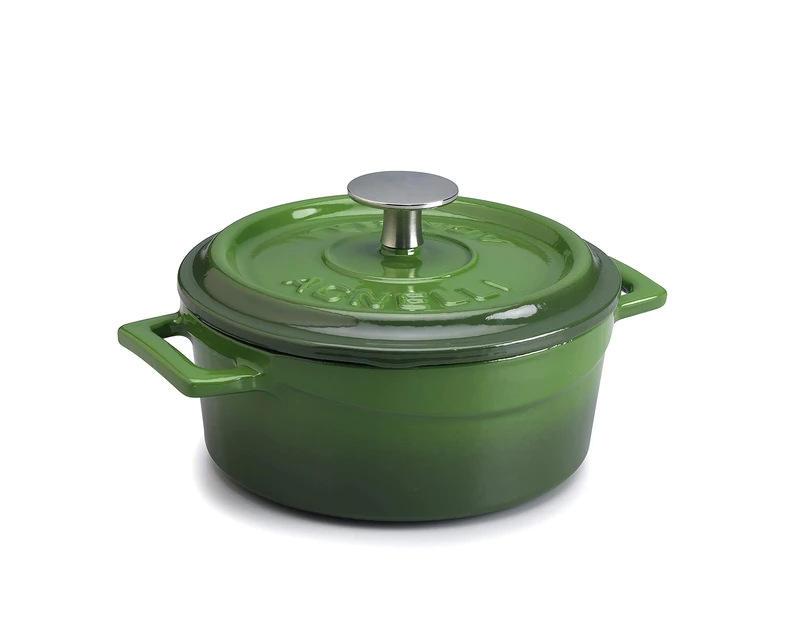Pentole Agnelli COGHSRP10410G Cast iron Slowcook Casserole Line, 10 cm, 0.35 l, Green