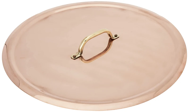 Pentole Agnelli ALCU12945 Lid with Bridge in Brass, Smooth Copper, Hand-Tinned, 45 cm