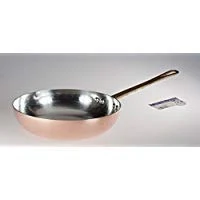 Pentole Agnelli ALCM111BM24 Countersunk High Pan, Salt-Tinned Copper, with Brass Tubular Handle, 24 cm