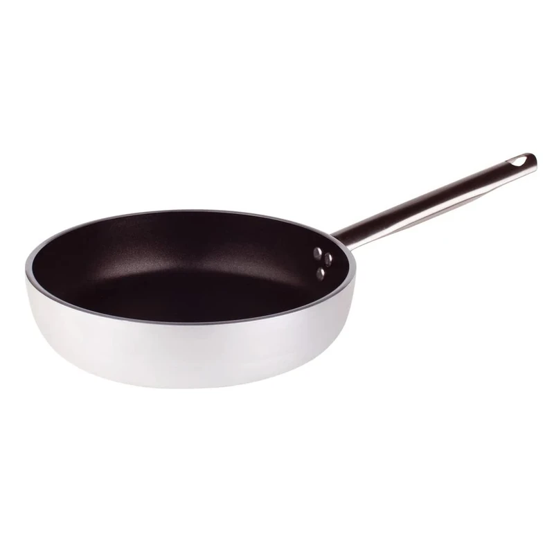 Pentole Agnelli Aluminium Anti - Adherent Professional Straight Frying Pan 5 Mm. Thick With Tubular Steel Handle, Diameter 28 Cm.