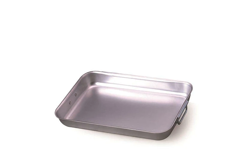 Pentole Agnelli ALMA151B45 Professional Aluminium 3 Mm. Rectangular Roasting Plate, Length 45 Cm, Silver