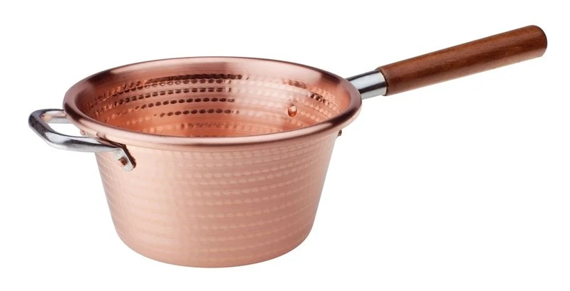 Pentole Agnelli Family Cooking Polenta Pot with Wooden Handle, Diameter 20 Cm, Copper